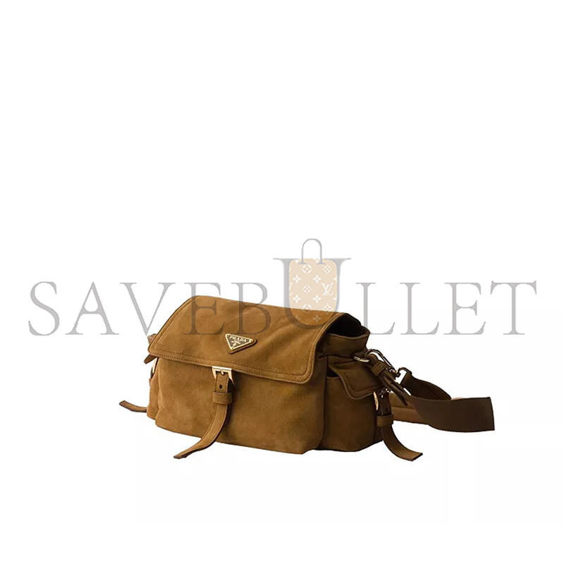 PRADA EXPLORE MEDIUM SUEDE LEATHER SHOULDER BAG 1BD394 (30*14*10cm) 